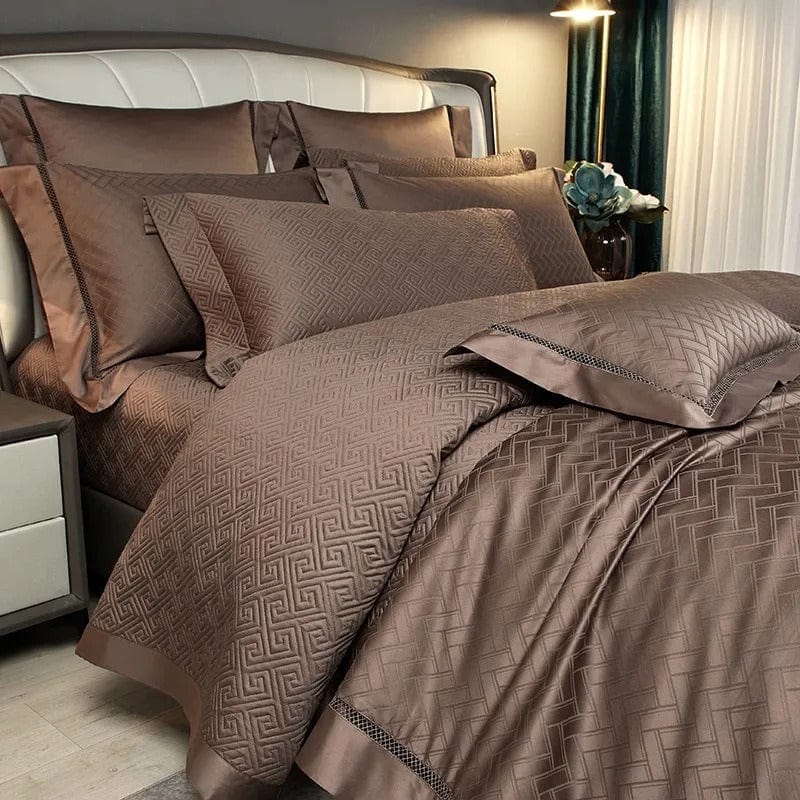 Elegance Brown Duvet Cover Set (Long-Staple Sateen Cotton)