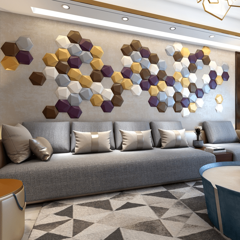 Trapezoid Hexagon 3D Leather Wall Panel