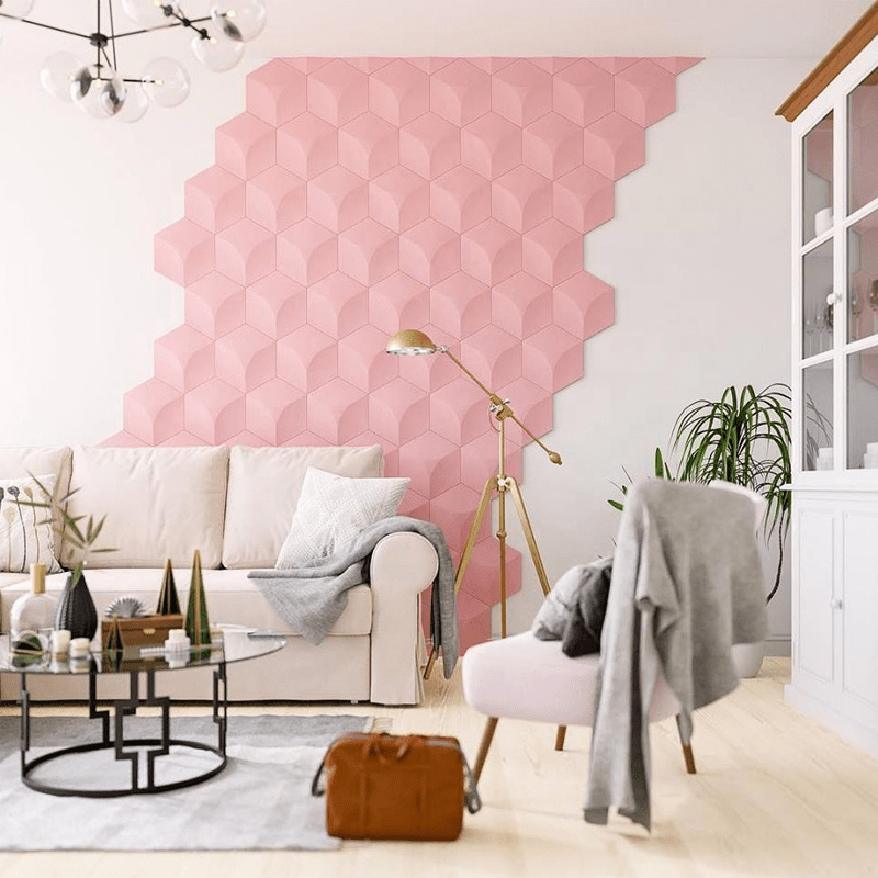 Cubed Hexagon 3D Leather Wall Panel