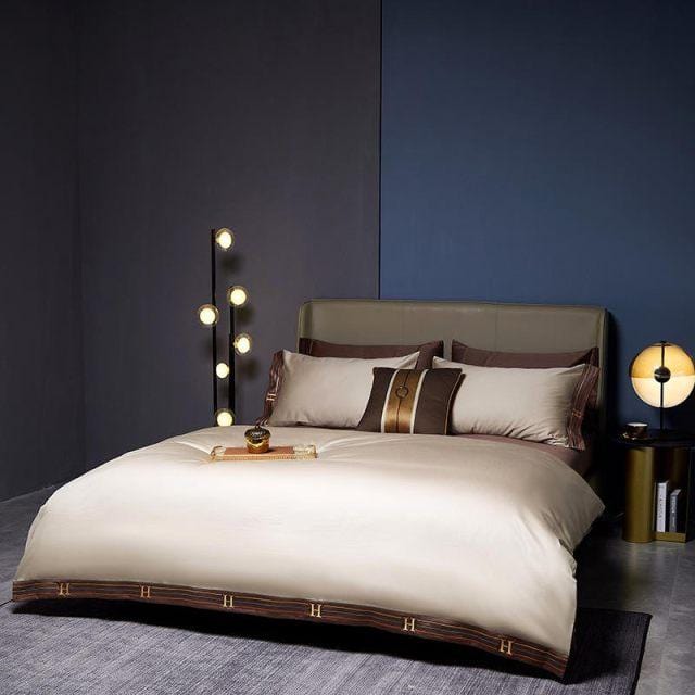 Cream Visna Duvet Cover Set (Long-staple Sateen Cotton)