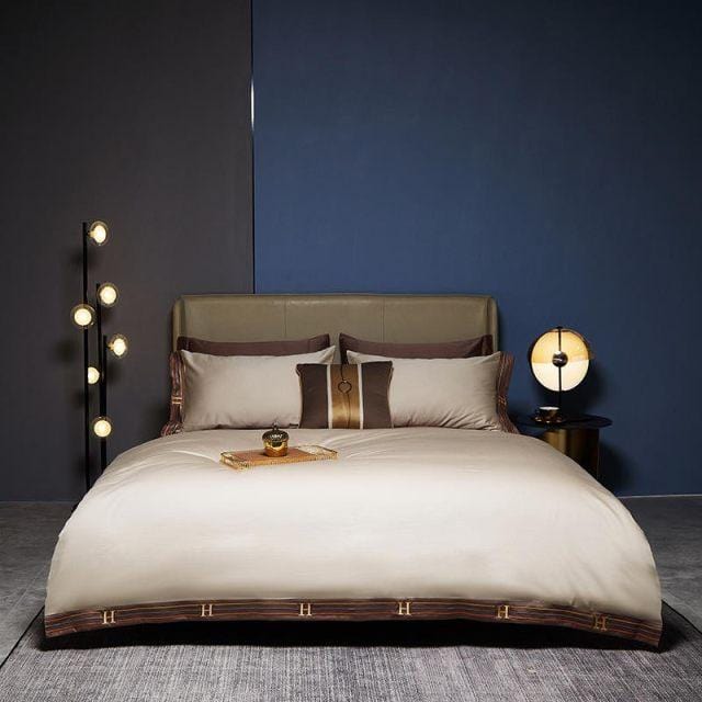 Cream Visna Duvet Cover Set (Long-staple Sateen Cotton)