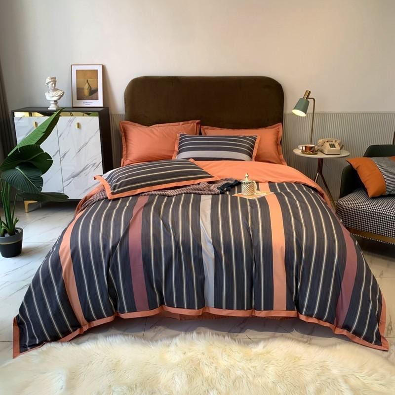 Striplen Duvet Cover Set (Long-staple Sateen Cotton)