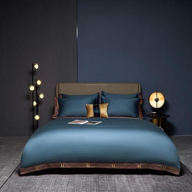 Blue Visna Duvet Cover Set (Long-Staple Sateen Cotton)