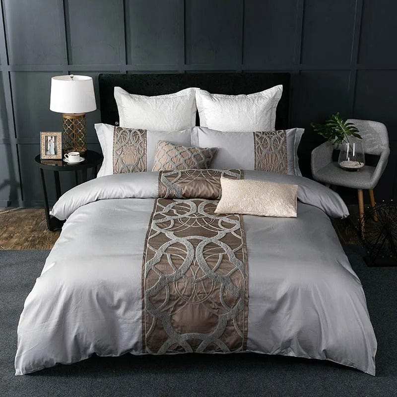 Chain of Luxury Grey Duvet Cover Set (Long-staple Sateen Cotton)
