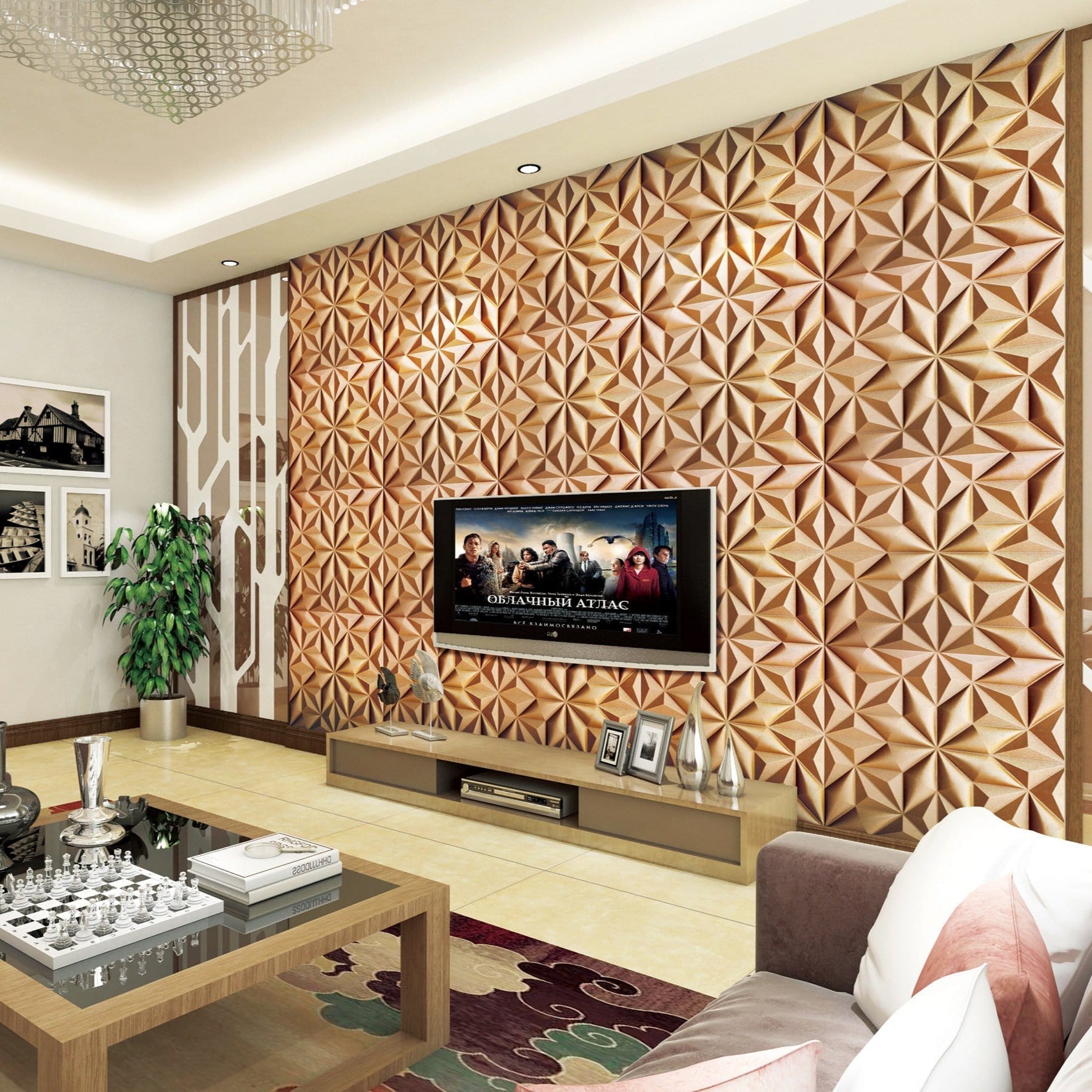 Spear Square 3D Leather Wall Panel