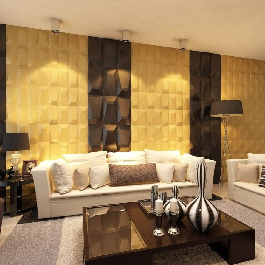 Long Tile Square 3D Leather Wall Panel