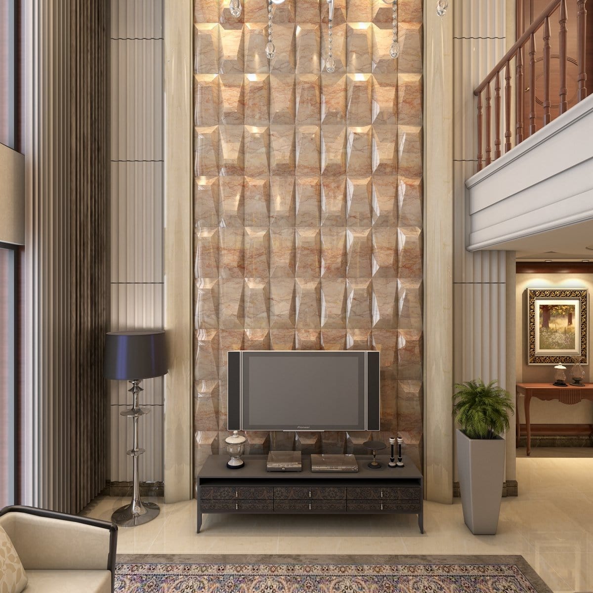 Long Tile Square 3D Leather Wall Panel