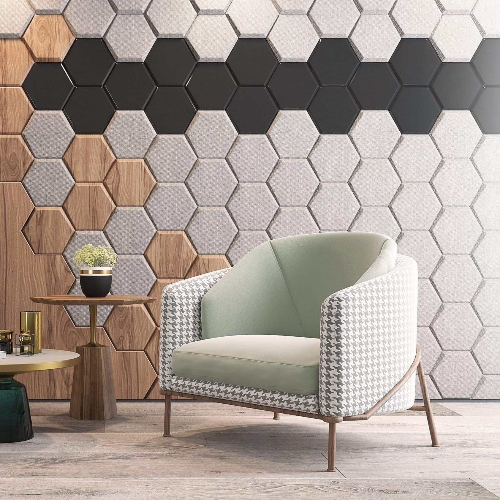 Original Hexagon 3D Leather Wall Panel