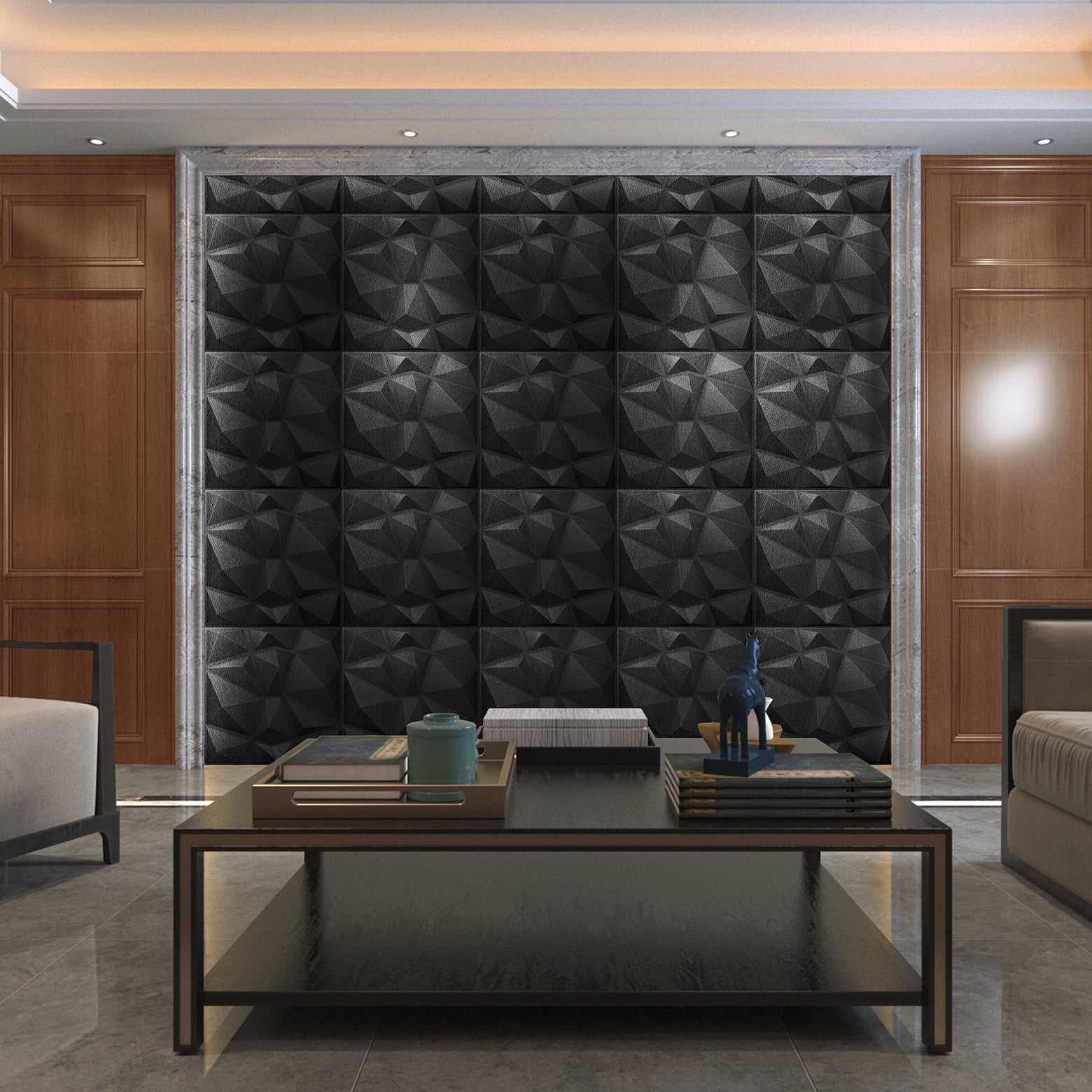 Diamond Fever Square 3D Leather Wall Panel