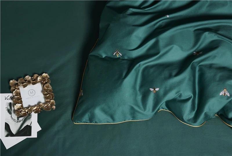Bee Green Duvet Cover Set (Long-staple Sateen Cotton)