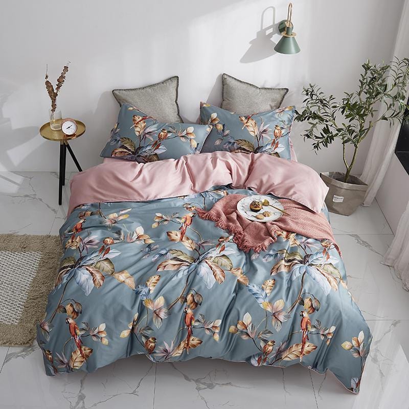 Blue-Gray Infinity Duvet Cover Set (Long-staple Sateen Cotton)