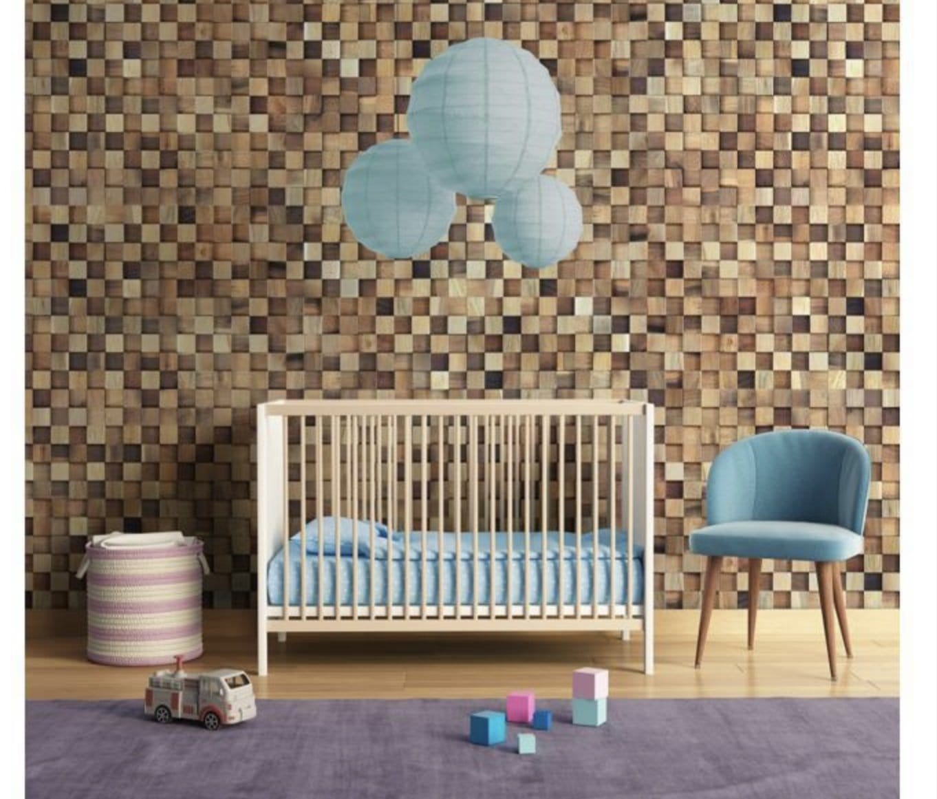 Blocks 3D Wood Wall Panel - Brown Tone (Set of 4 or 12)