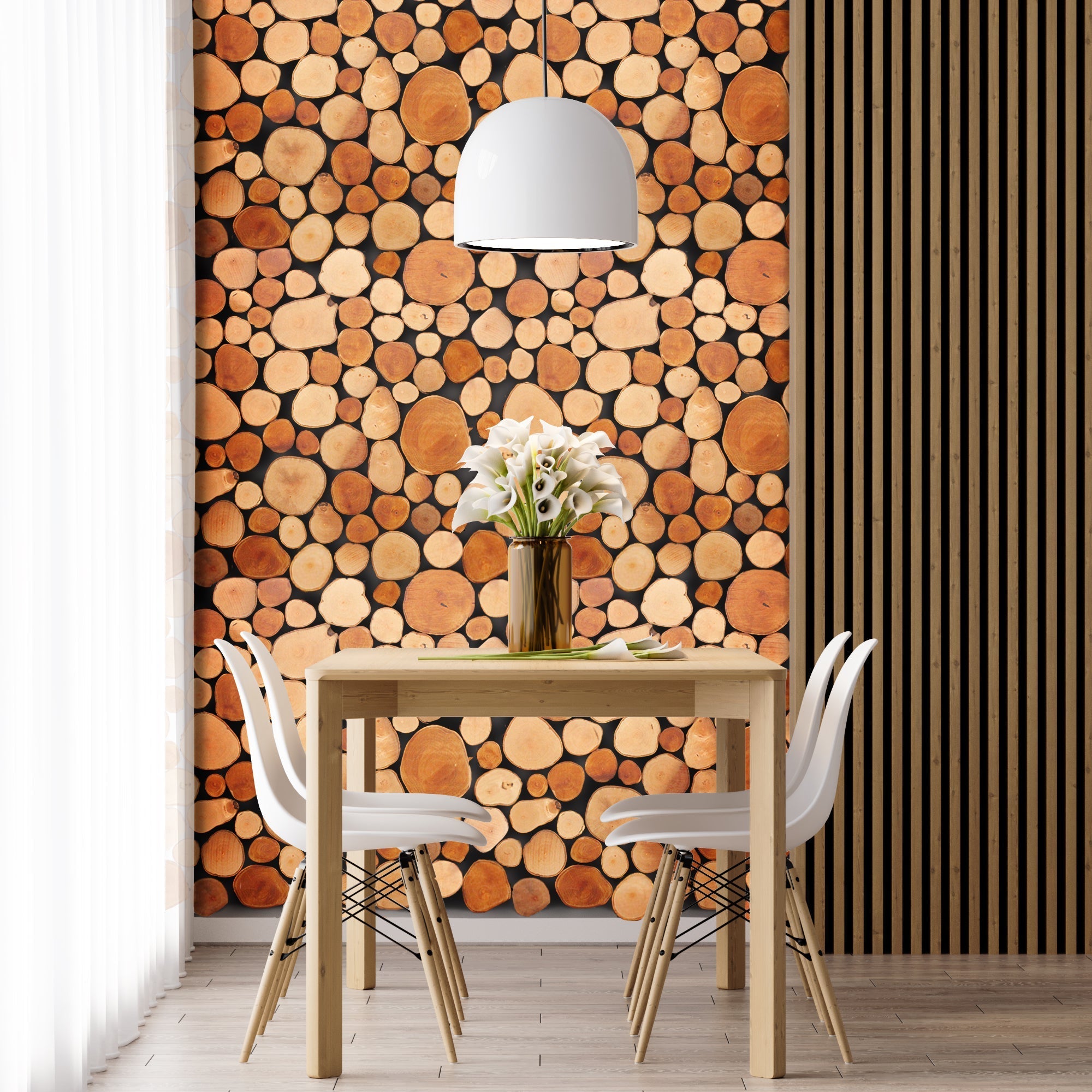 Rimmed Penny Wood Mosaic Wall Panel