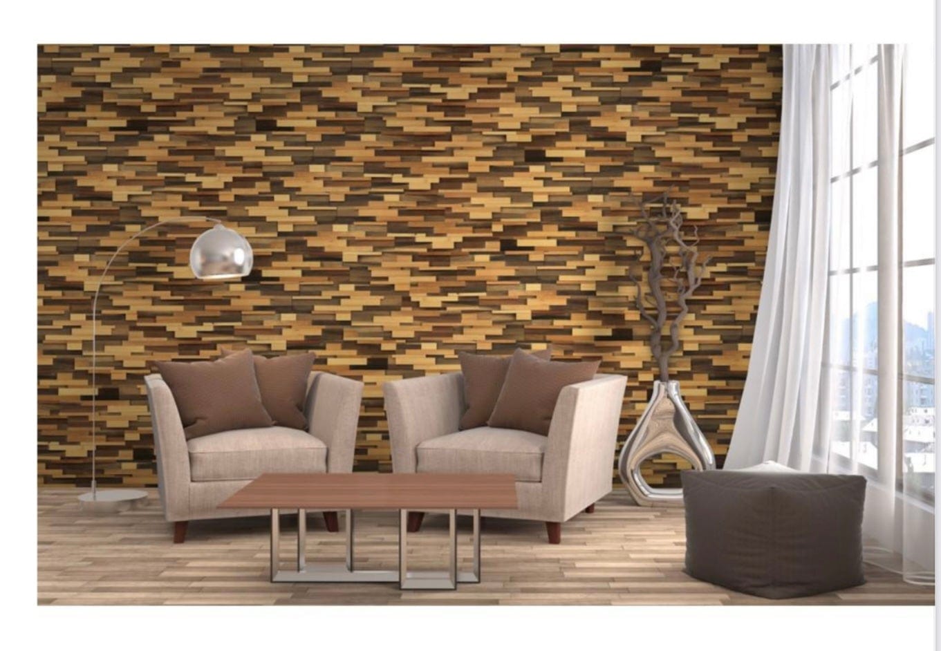 Ayumi 3D Wood Wall Panel - Oak/Birch (Set of 4 or 12)