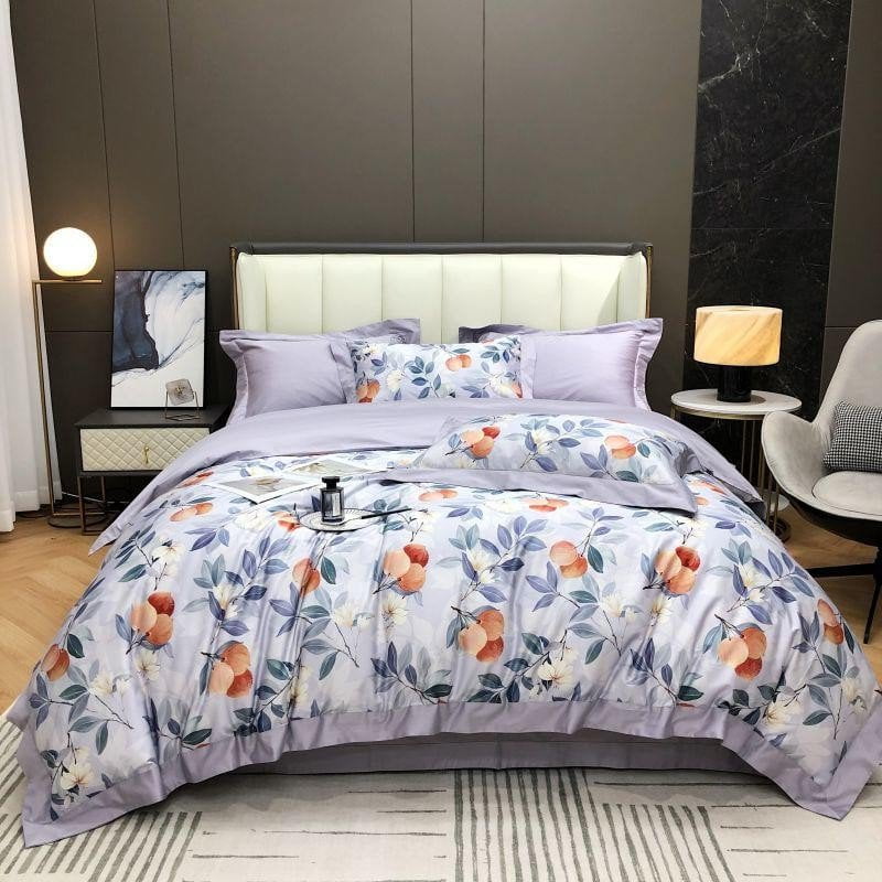 Lavender Bloom Duvet Cover Set (Long-Staple Sateen Cotton)