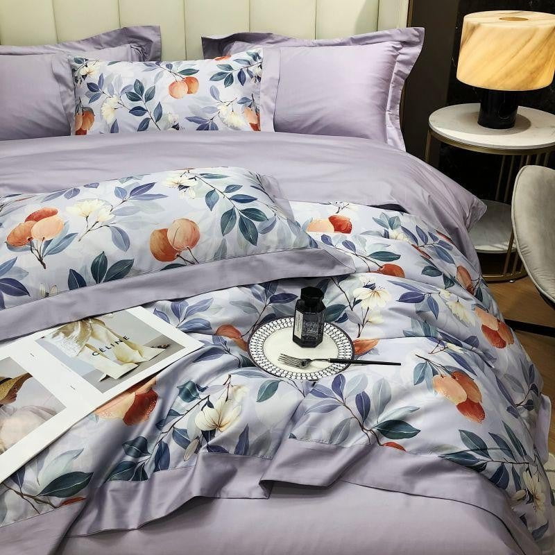 Lavender Bloom Duvet Cover Set (Long-Staple Sateen Cotton)