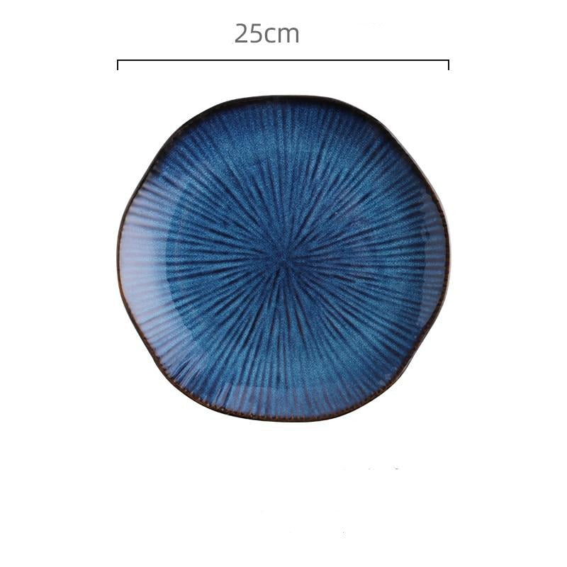 Nordic Ocean Blue Ceramic Dining Set