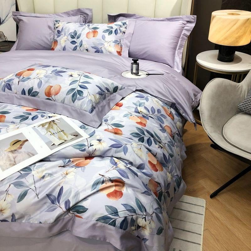 Lavender Bloom Duvet Cover Set (Long-Staple Sateen Cotton)