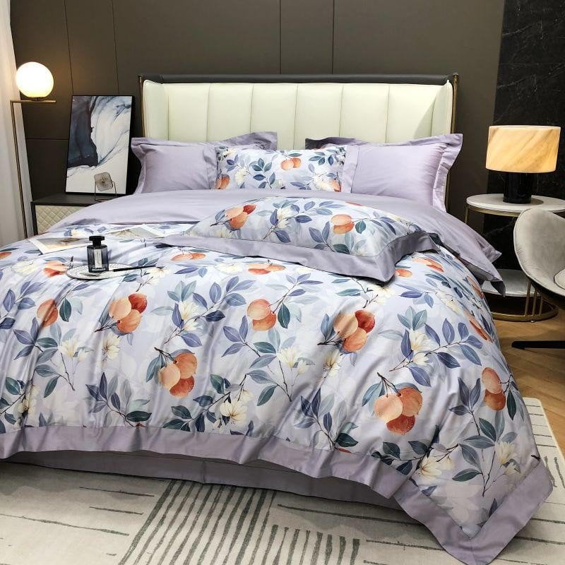 Lavender Bloom Duvet Cover Set (Long-Staple Sateen Cotton)