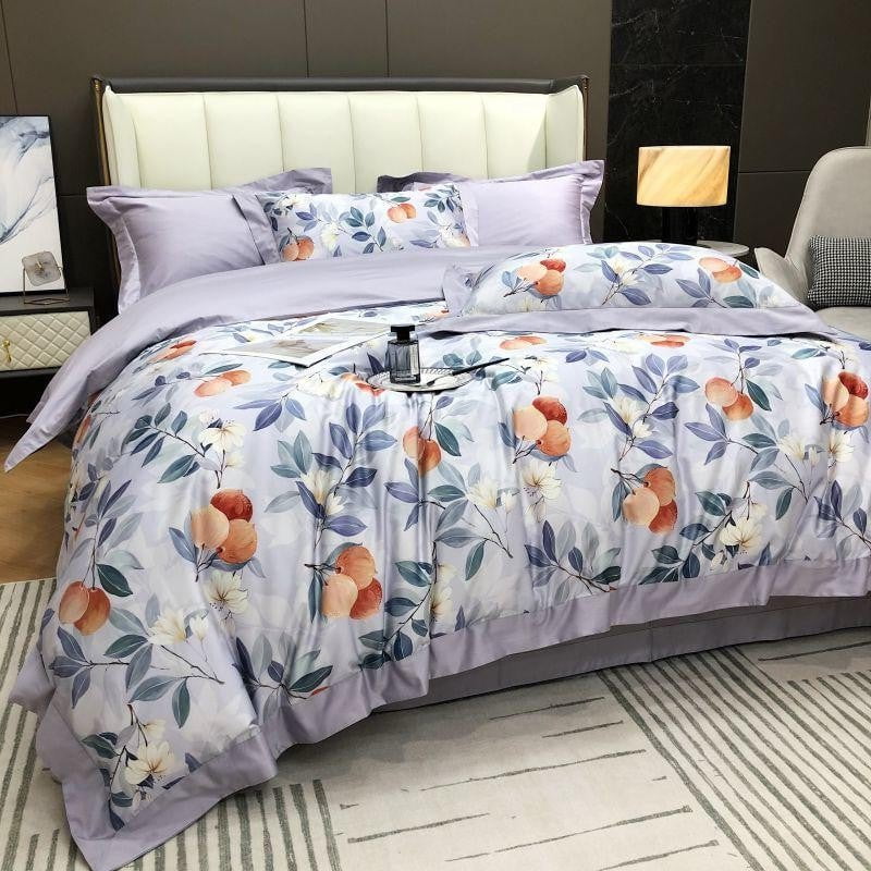 Lavender Bloom Duvet Cover Set (Long-Staple Sateen Cotton)