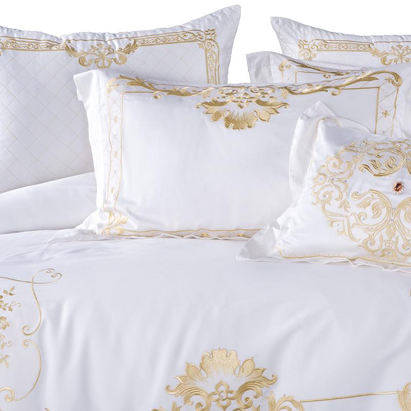 Ivy Gold Forest White and Gold Duvet Cover Set (Long-staple Sateen Cotton)