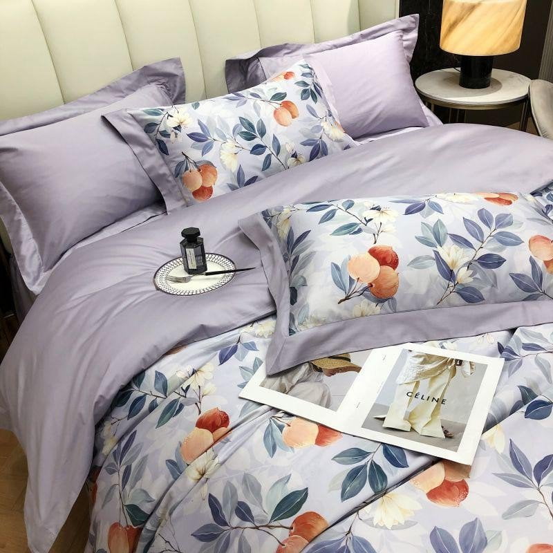Lavender Bloom Duvet Cover Set (Long-Staple Sateen Cotton)