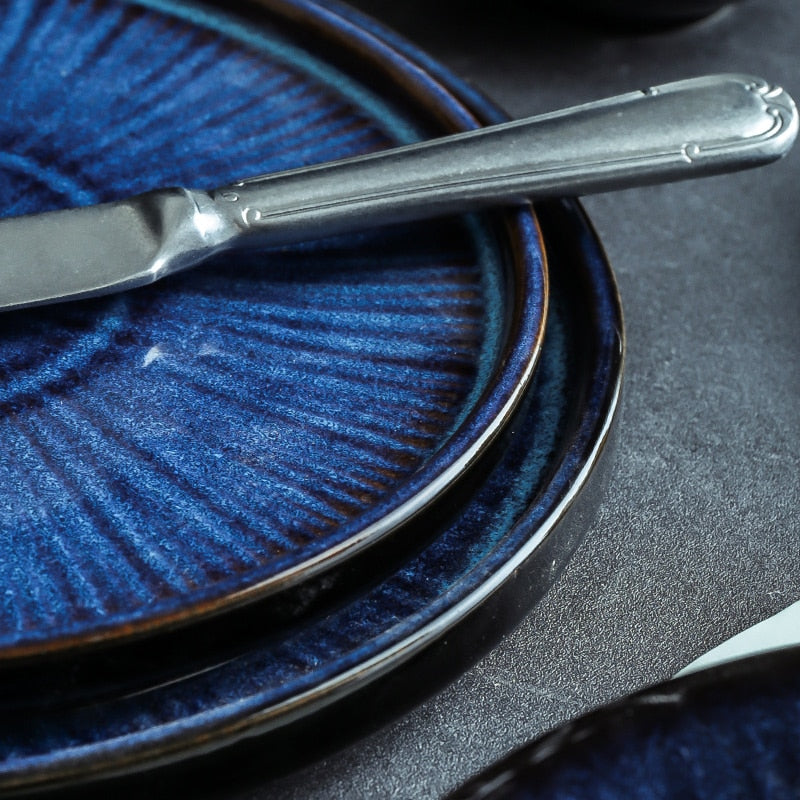 Nordic Ocean Blue Ceramic Dining Set
