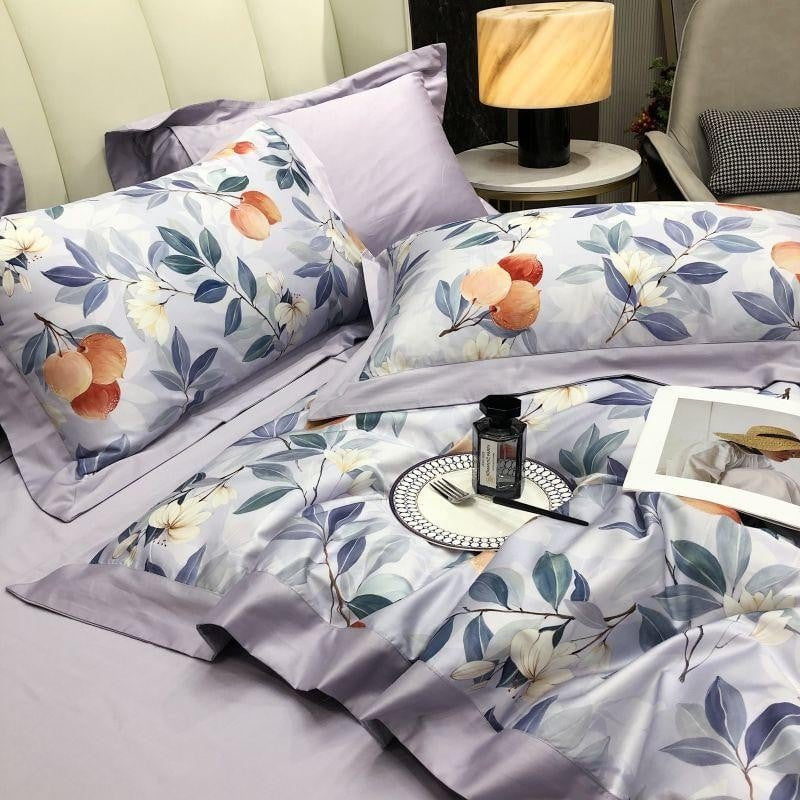Lavender Bloom Duvet Cover Set (Long-Staple Sateen Cotton)
