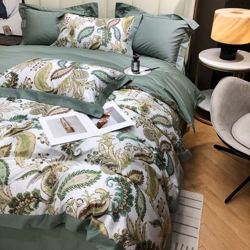 Verdant Paisley Duvet Cover Set (Long-Staple Sateen Cotton)