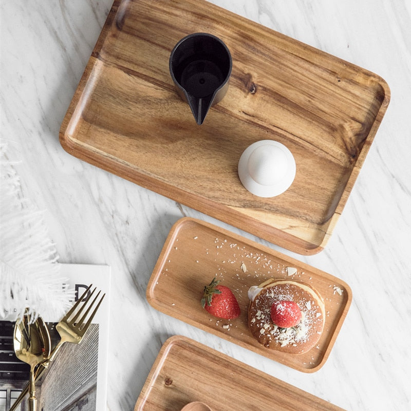 Handcrafted Solid Wood Rectangular Plater