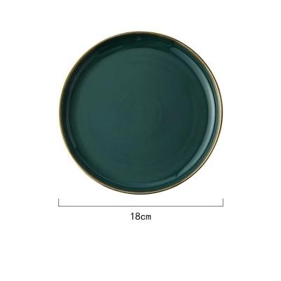 Emerald Green Gold Trim Ceramic Dinnerware