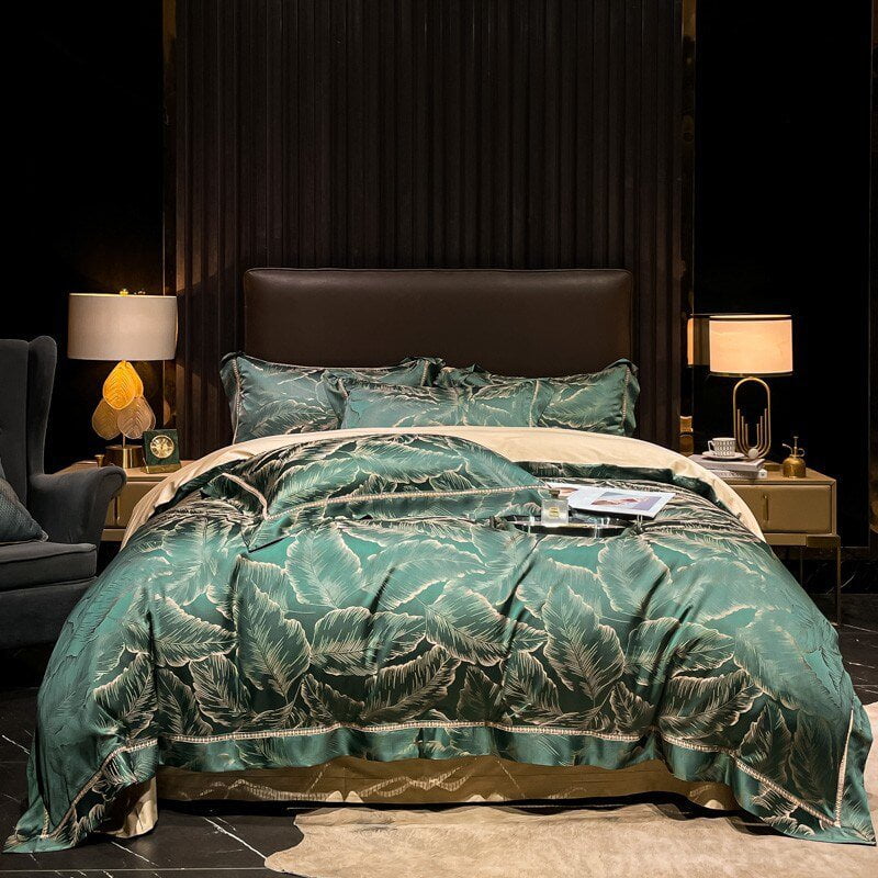 Verdant Leavescape Duvet Cover Set (Long-Staple Sateen Cotton)