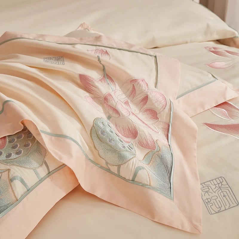 Lotus Pink Duvet Cover Set (Long-Staple Sateen Cotton)
