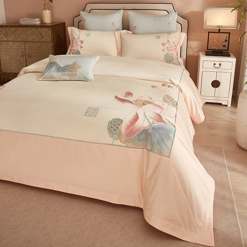 Lotus Pink Duvet Cover Set (Long-Staple Sateen Cotton)