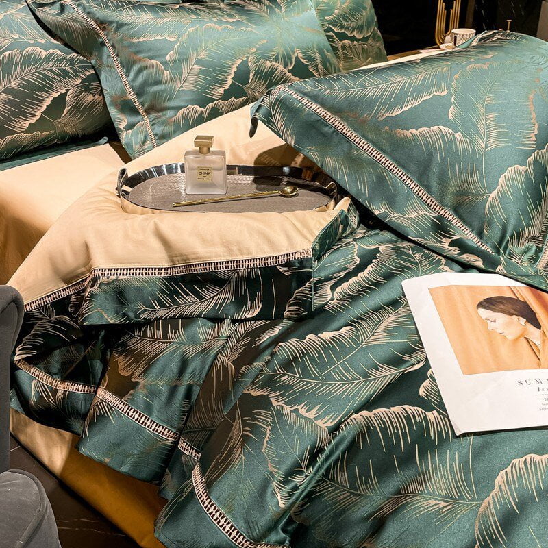 Verdant Leavescape Duvet Cover Set (Long-Staple Sateen Cotton)