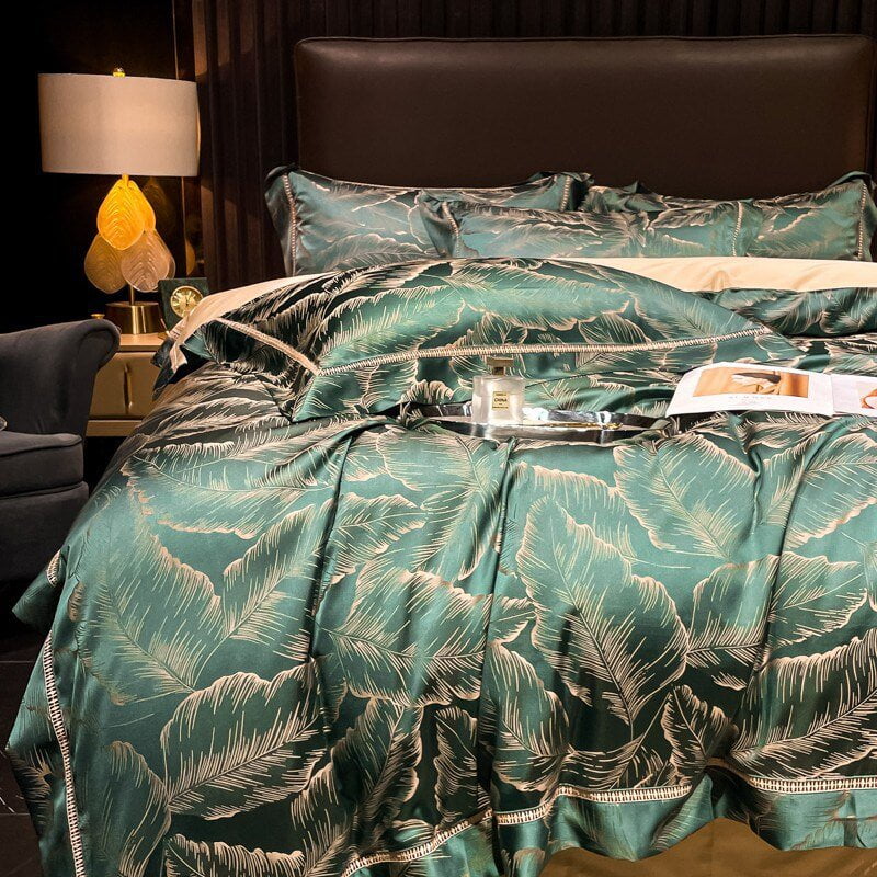 Verdant Leavescape Duvet Cover Set (Long-Staple Sateen Cotton)
