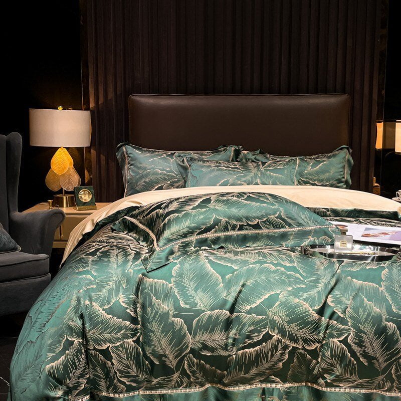 Verdant Leavescape Duvet Cover Set (Long-Staple Sateen Cotton)