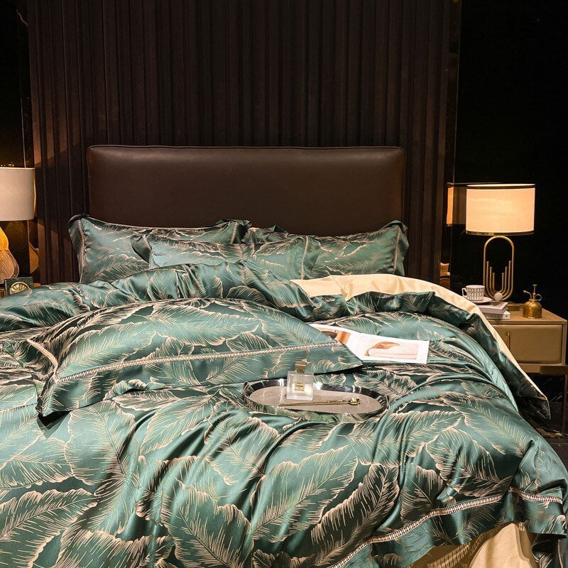 Verdant Leavescape Duvet Cover Set (Long-Staple Sateen Cotton)