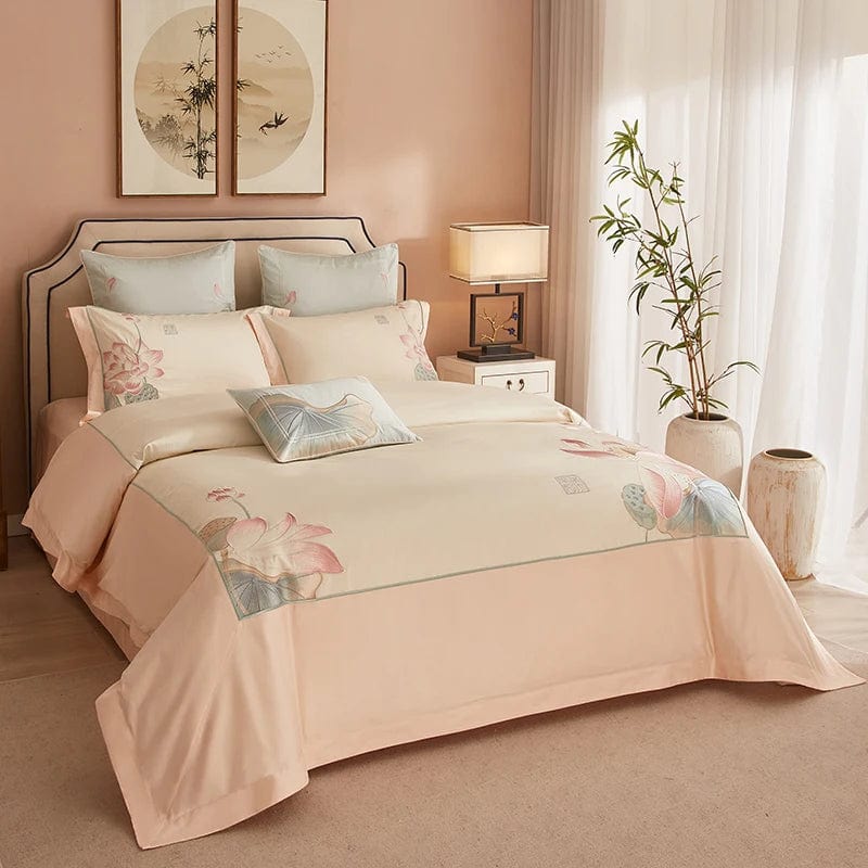 Lotus Pink Duvet Cover Set (Long-Staple Sateen Cotton)