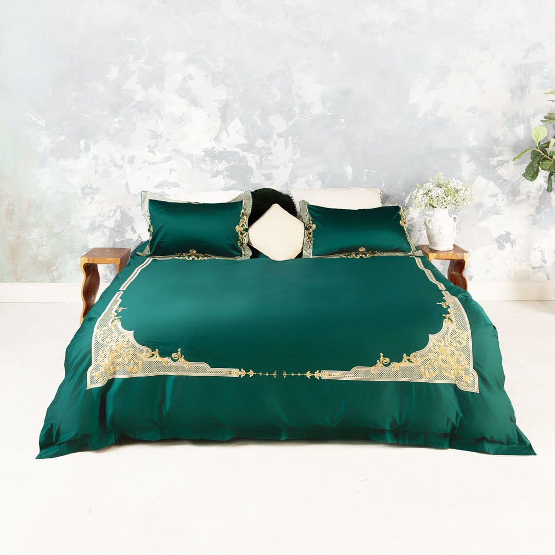 Vienna Green Duvet Cover Set (Long-staple Sateen Cotton)