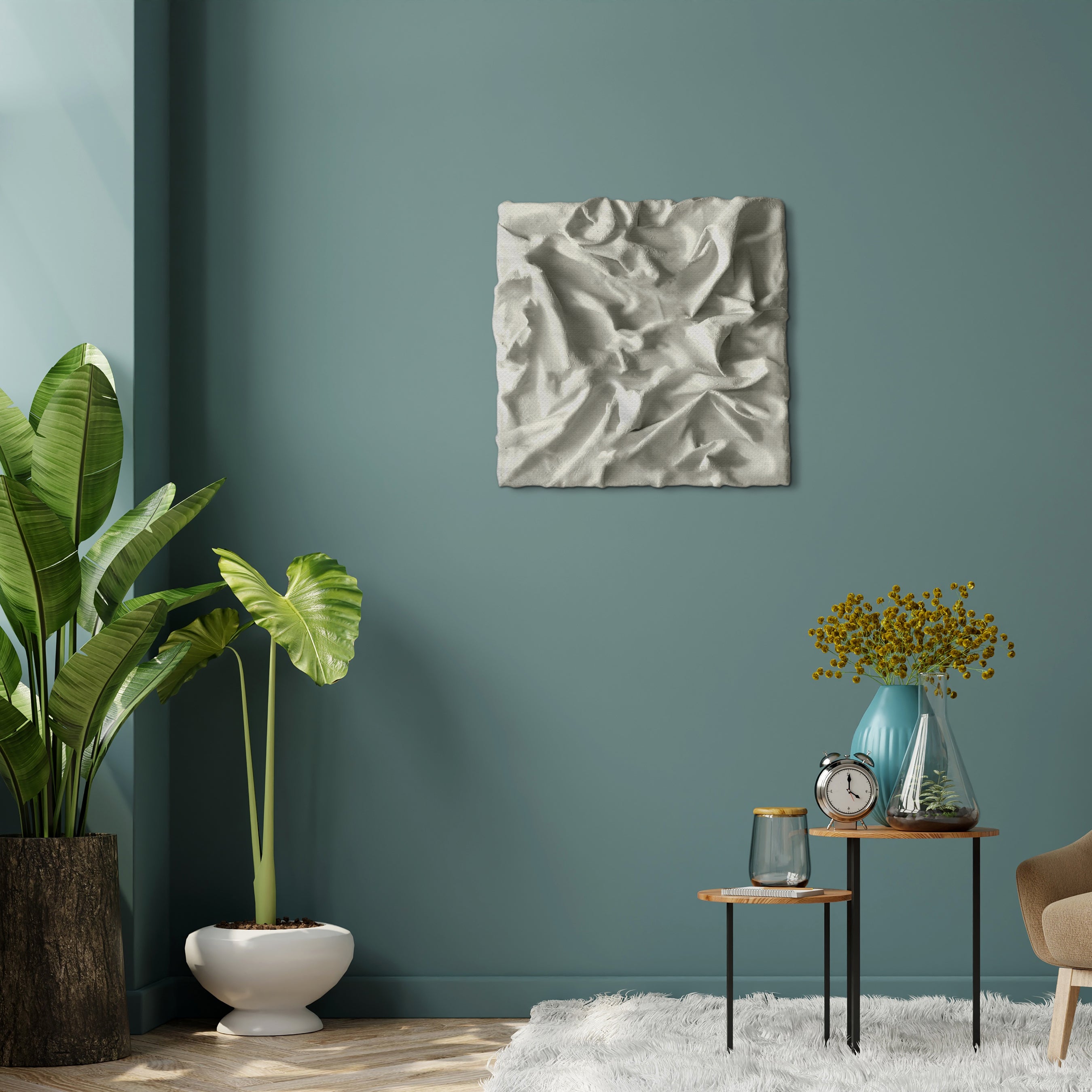 Textured Art Sculpture on Canvas Minimalist Art Beige