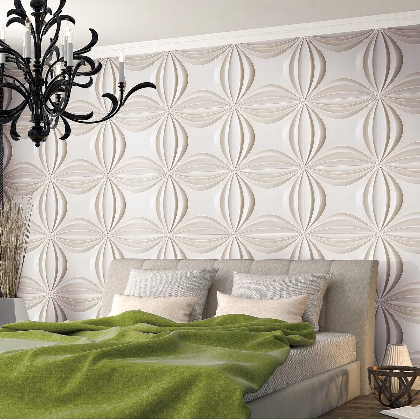 Lily Square 3D Leather Wall Panel