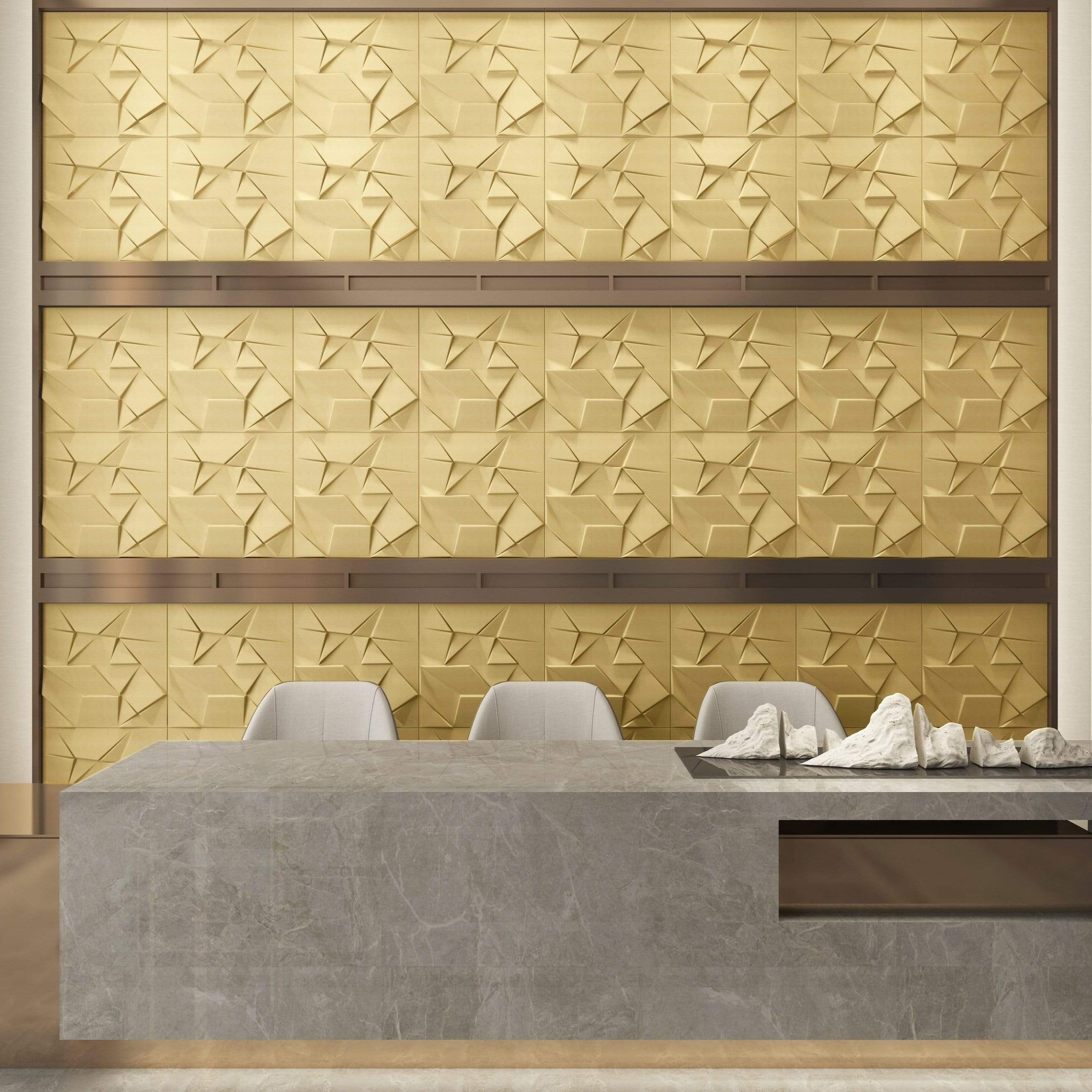 Origami Square 3D Leather Wall Panel