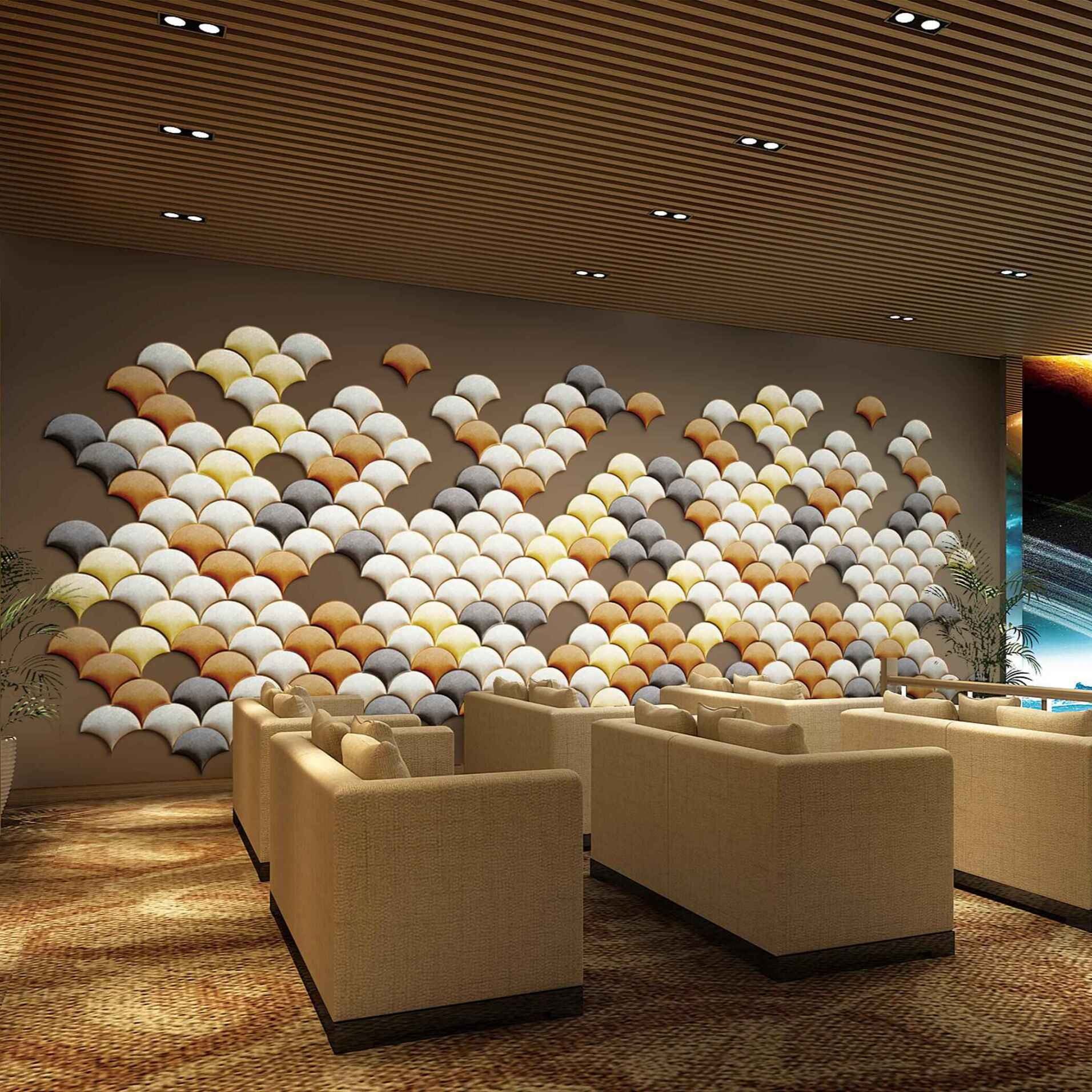 Mermaid Scales Geometric 3D Leather Wall Panel