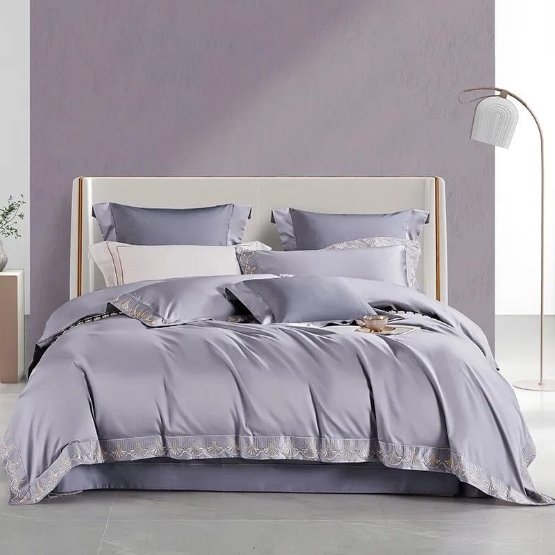 Luxxe Grey Duvet Cover Set (Long-Staple Sateen Cotton)