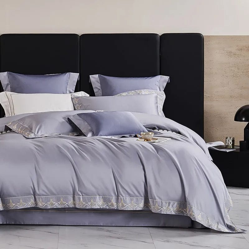 Luxxe Grey Duvet Cover Set (Long-Staple Sateen Cotton)
