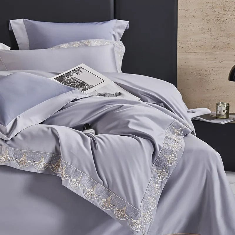 Luxxe Grey Duvet Cover Set (Long-Staple Sateen Cotton)