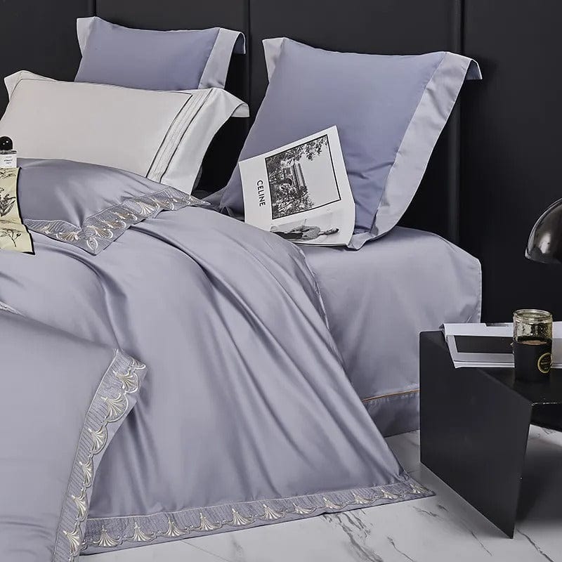 Luxxe Grey Duvet Cover Set (Long-Staple Sateen Cotton)