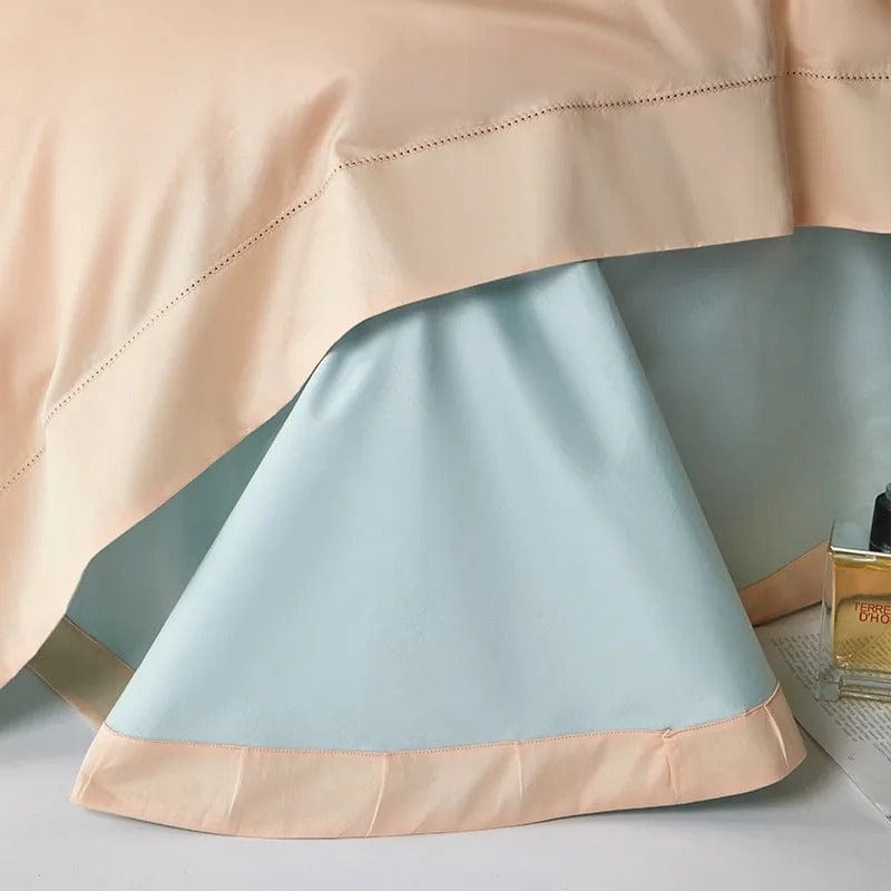 Dream Peach Blue Duvet Cover Set (Long-Staple Sateen Cotton)