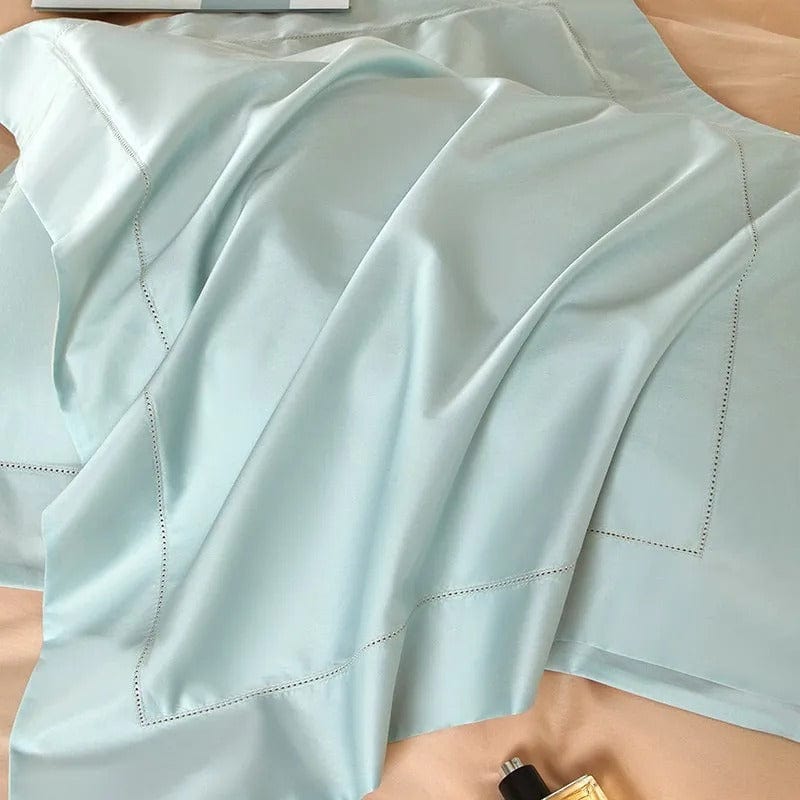 Dream Peach Blue Duvet Cover Set (Long-Staple Sateen Cotton)